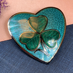 Enamel Shamrock Heart Brooch
