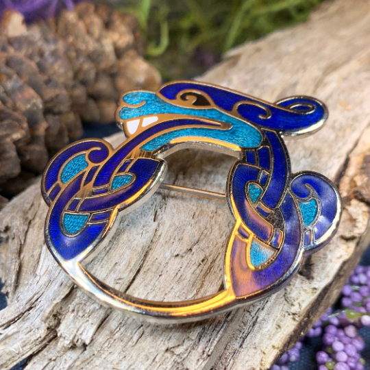 Enamel Celtic Dragon Brooch