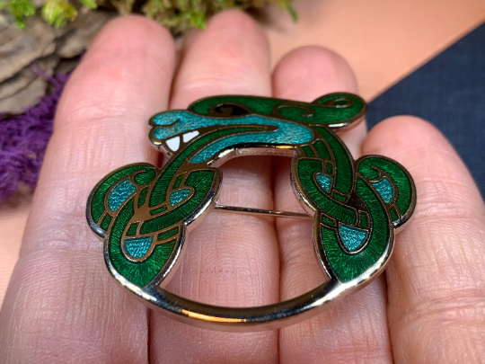 Enamel Celtic Dragon Brooch