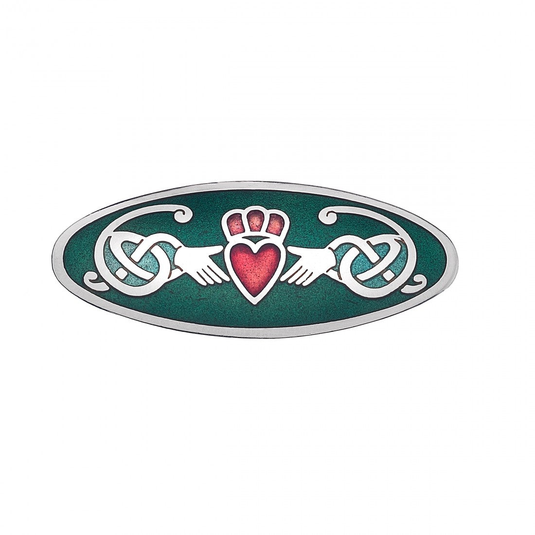 Enamel Oval Irish Claddagh Brooch