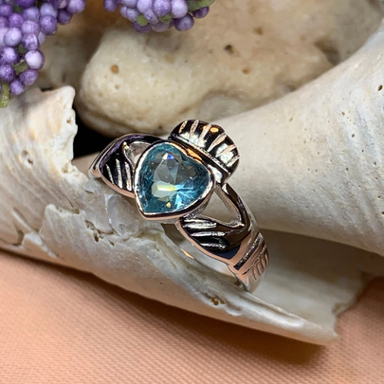 Blue Topaz Claddagh Ring