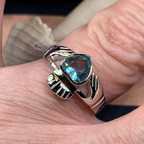 Blue Topaz Claddagh Ring
