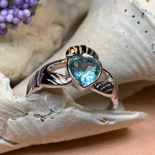 Blue Topaz Claddagh Ring