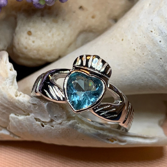 Blue Topaz Claddagh Ring