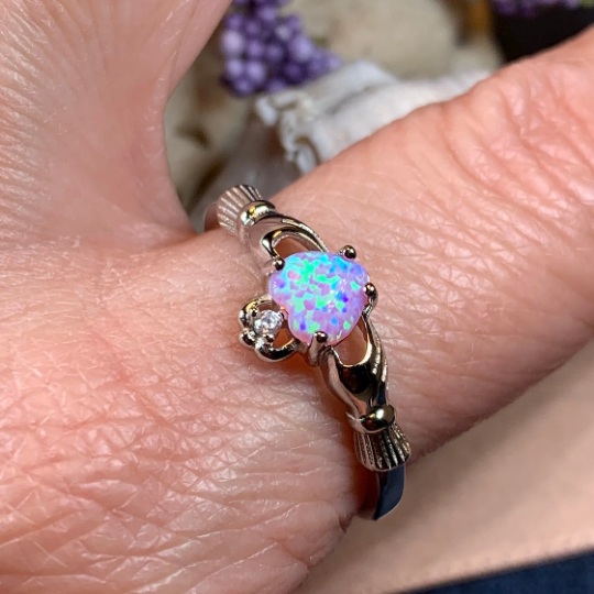 Glencora Claddagh Pink Opal Ring