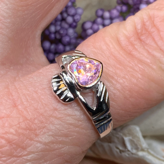 Pink Sapphire Claddagh Ring