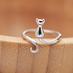 Stainless steel adorable cat ring