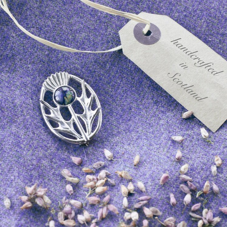Scottish Heathergems Thistle Brooch