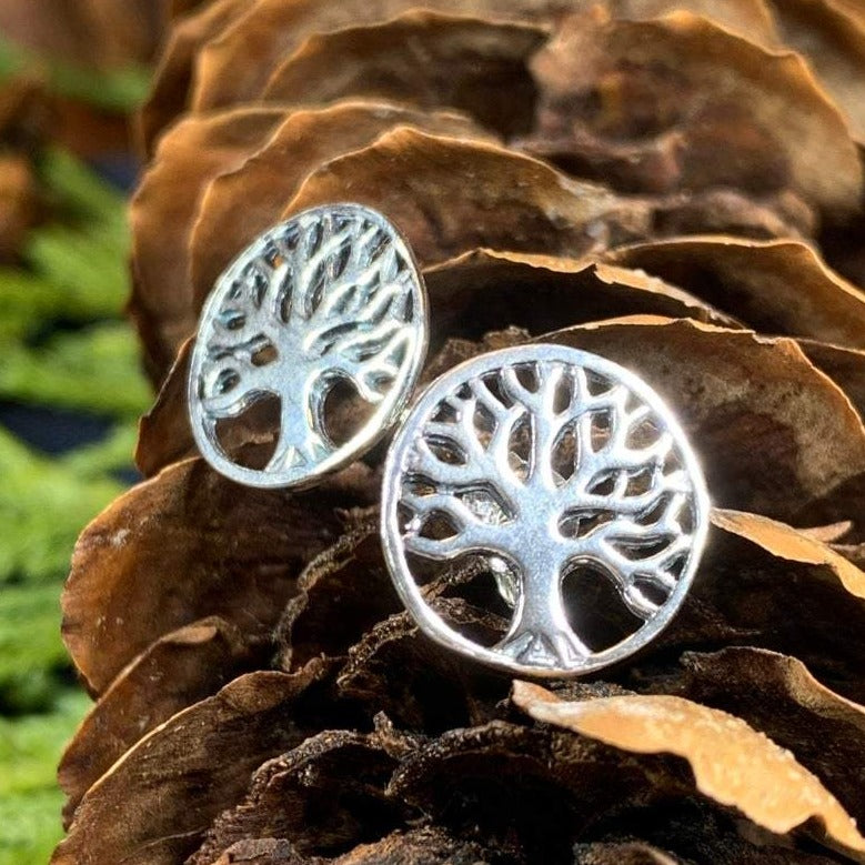 Tree of Life Stud Silver Earrings