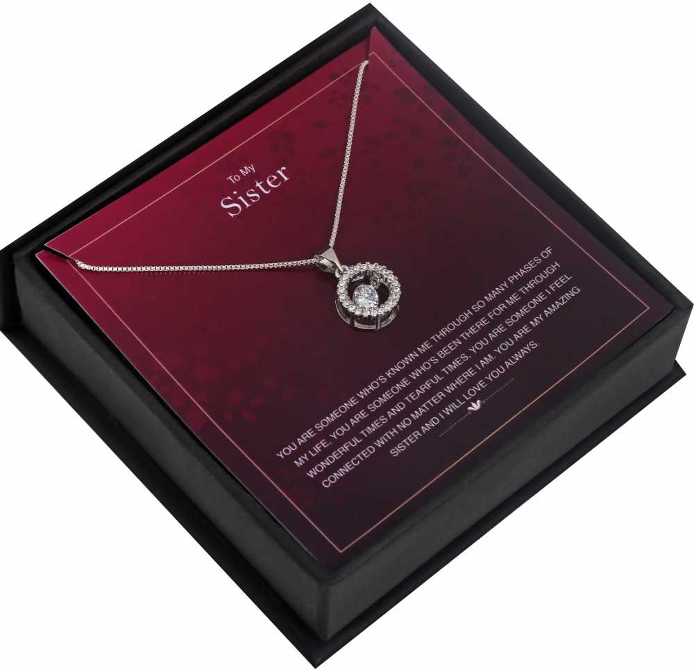 Lovable Sister Personalised Gift With Silver Plated Pendant Necklace