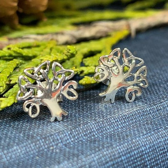 Silver Tree of Life Stud Earrings