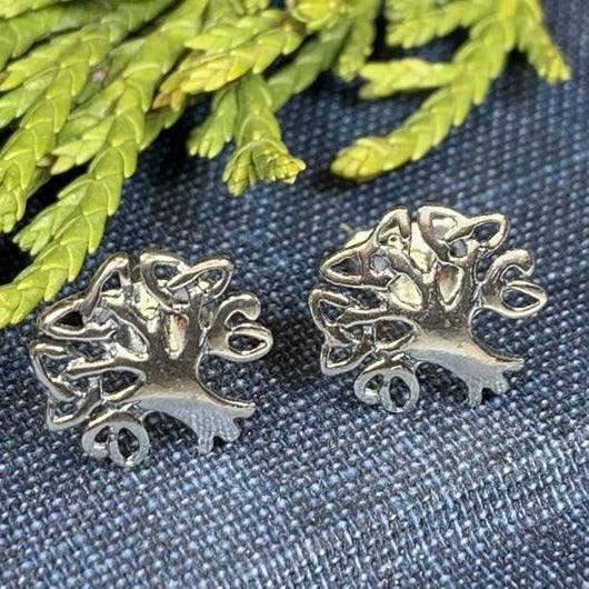 Silver Tree of Life Stud Earrings