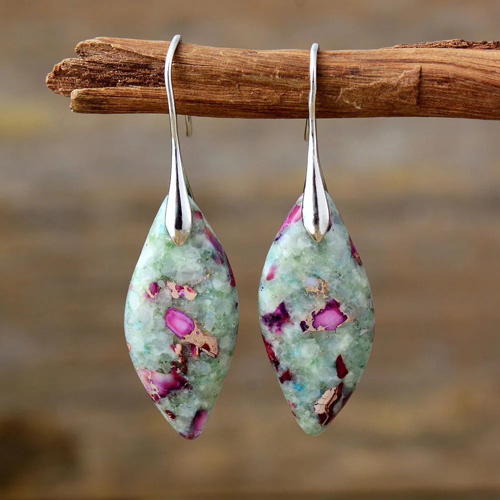 Fuchsite Jasper Drop Stone Earrings