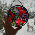 Red Celtic Sprial & Trinity Knot Suncatcher