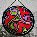Red Celtic Sprial & Trinity Knot Suncatcher