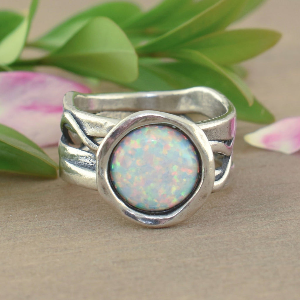 White Opal Ring