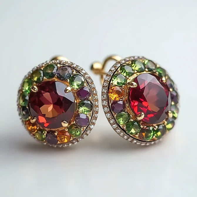 Vintage Rounded Colorful Bright Earrings