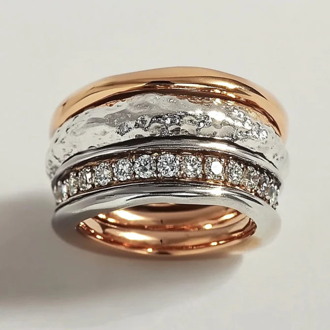 Vintage Thick Gold & Silver Forged Ring